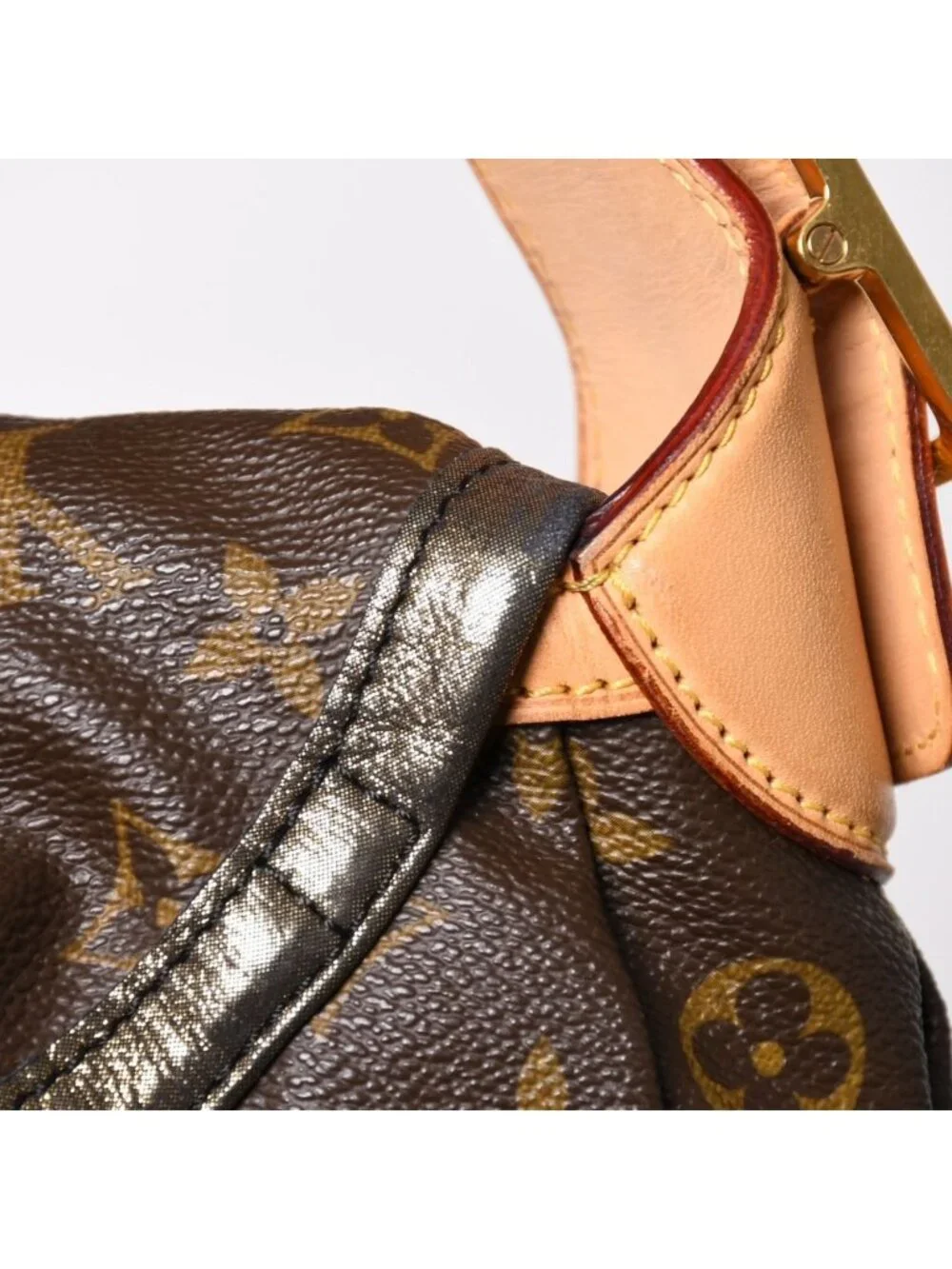 Louis Vuitton Monogram Kalahari PM Handbag Canvas Vachetta Leather Drawstring